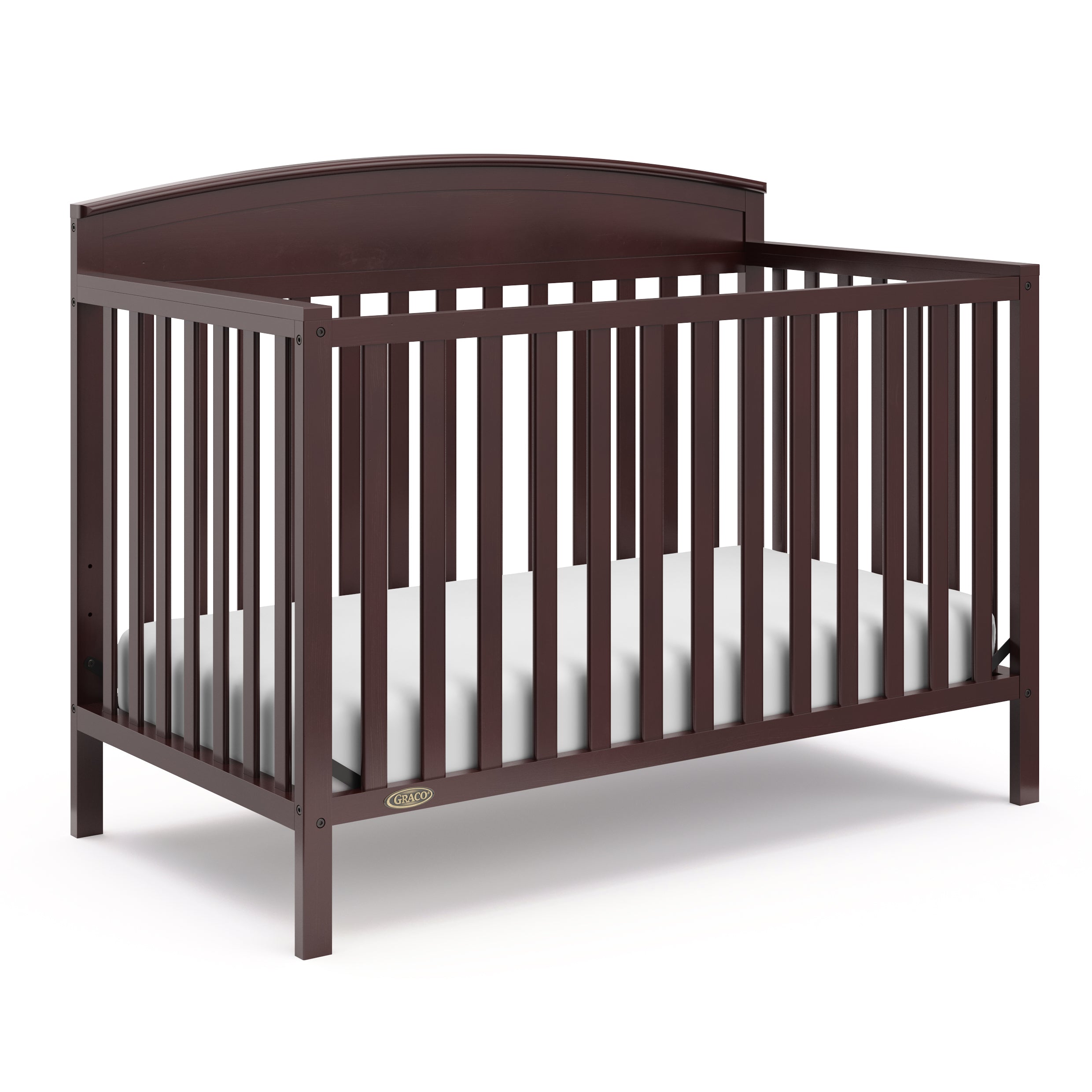 graco benton espresso crib angle view