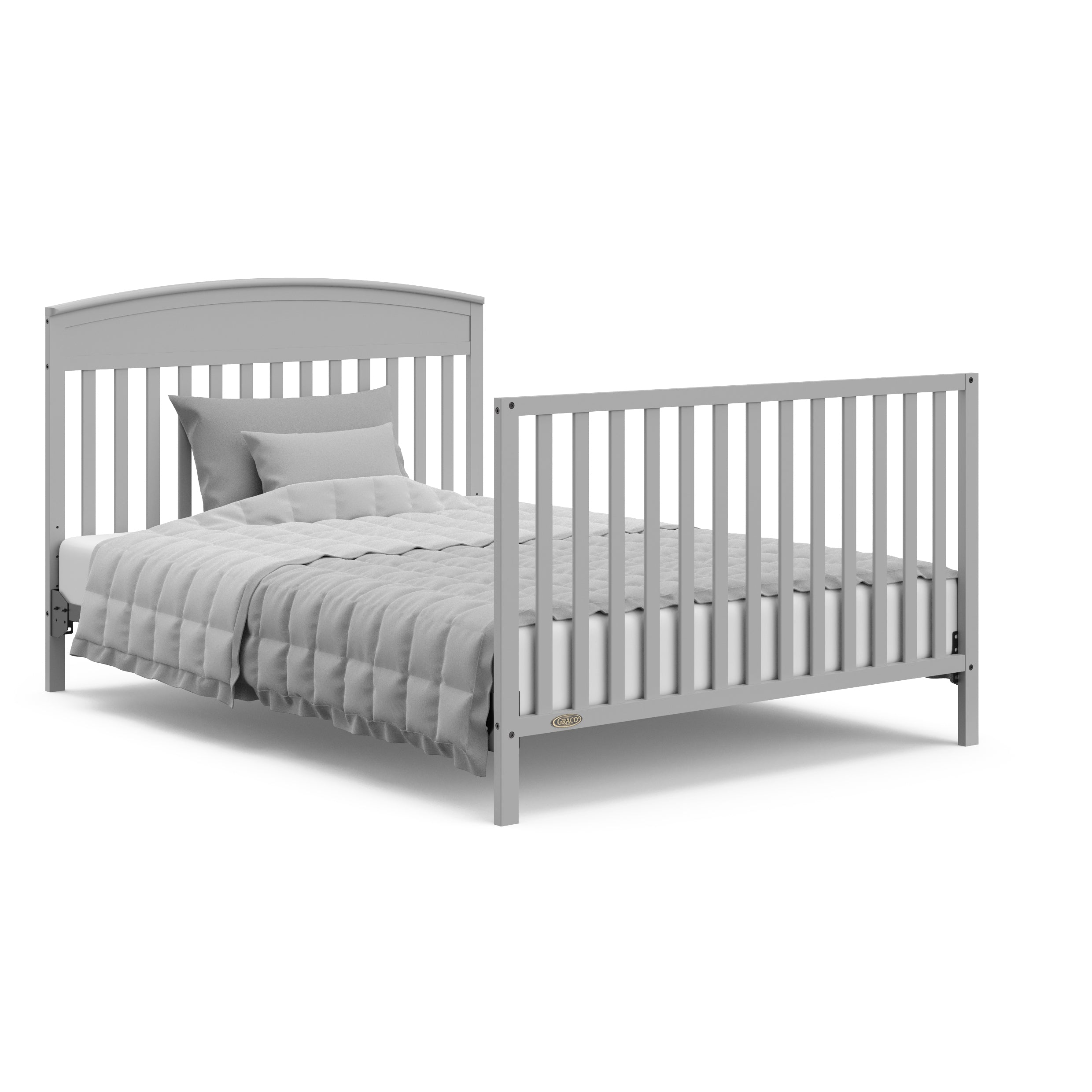 graco benton pebble gray crib full-size bed conversion with footboard