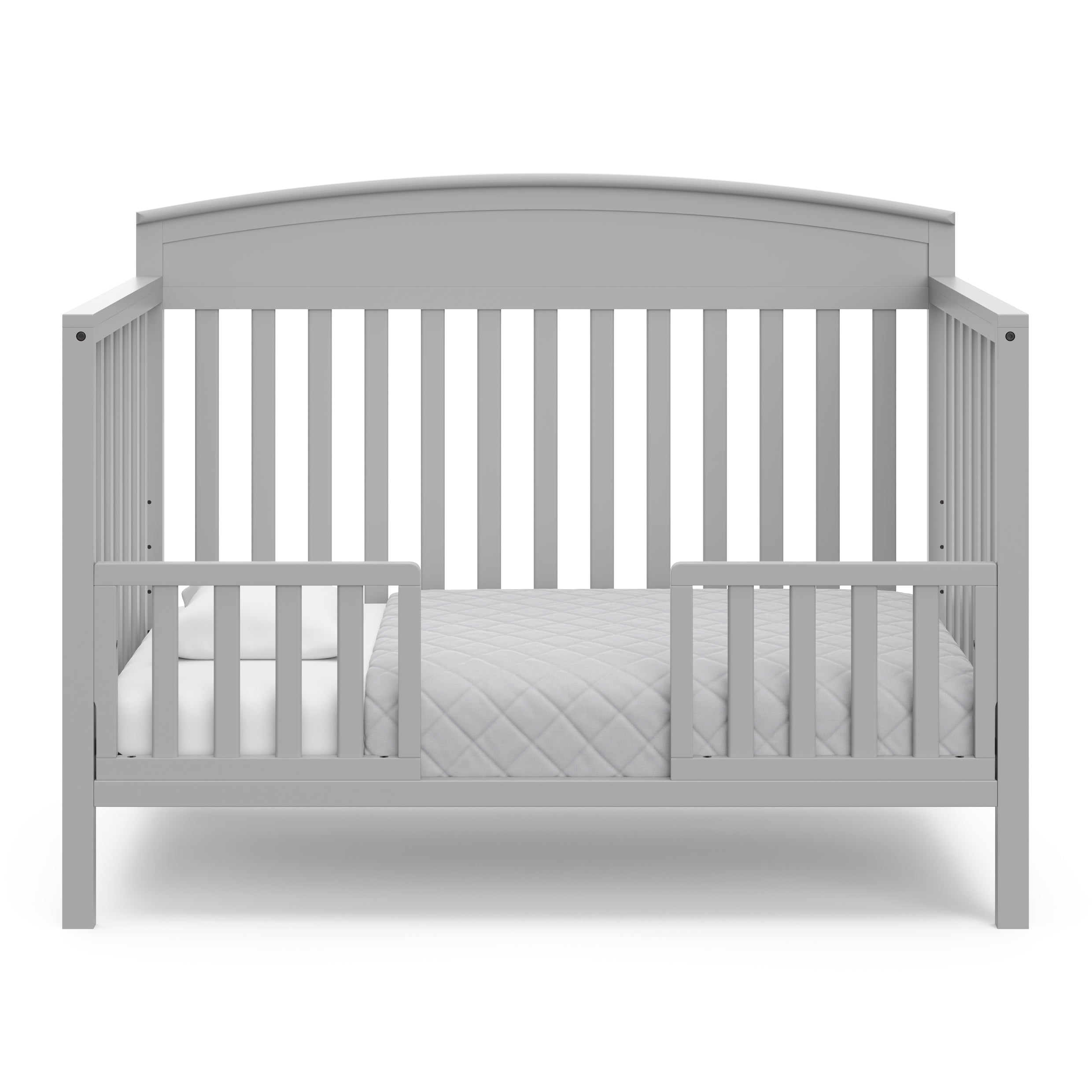 graco benton pebble gray crib toddler bed conversion with two guardrails