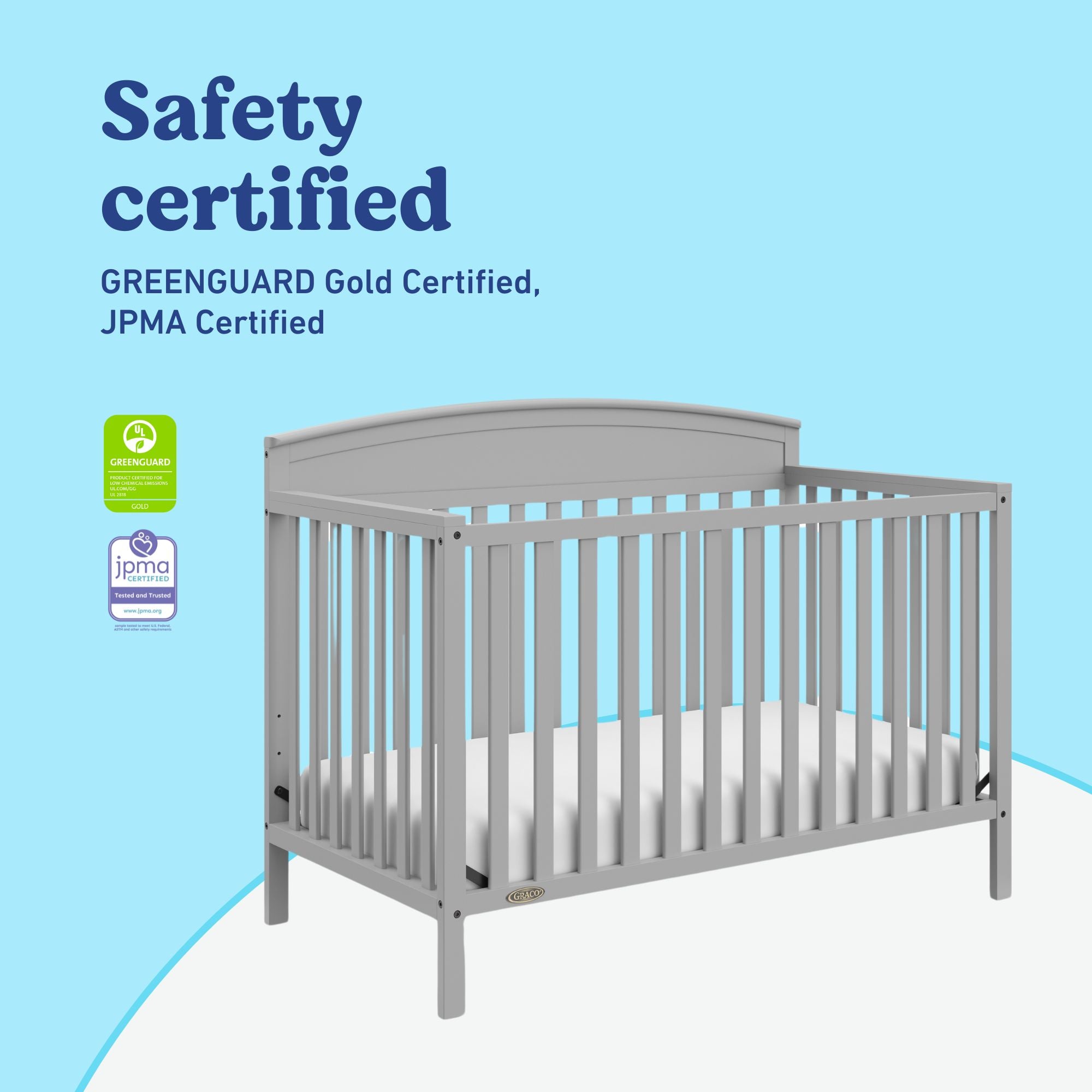 Benton pebble gray crib certifications callout