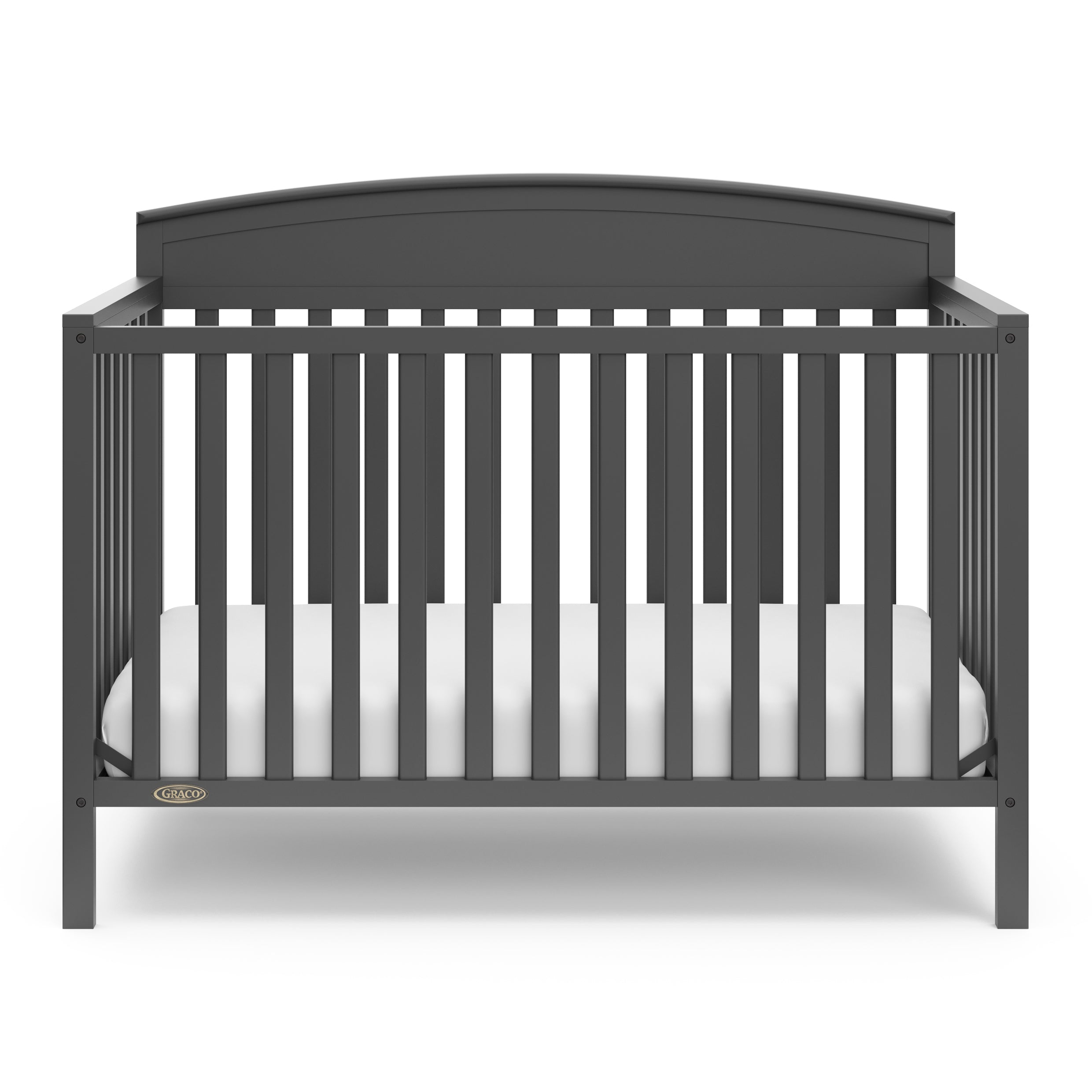 graco benton gray crib front view