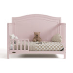paris blush crib one-guardrail toddler bed conversion with bedding