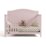 paris blush crib one-guardrail toddler bed conversion with bedding