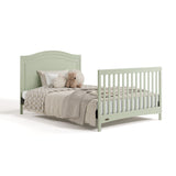 paris sage crib full-size bed conversion with footboard and bedding