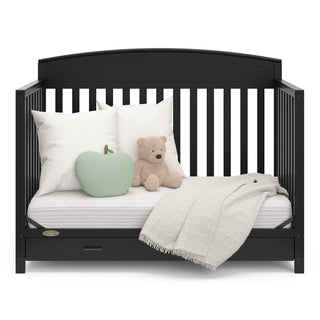 black crib with drawer in daybed conversion