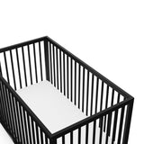 top view of black crib