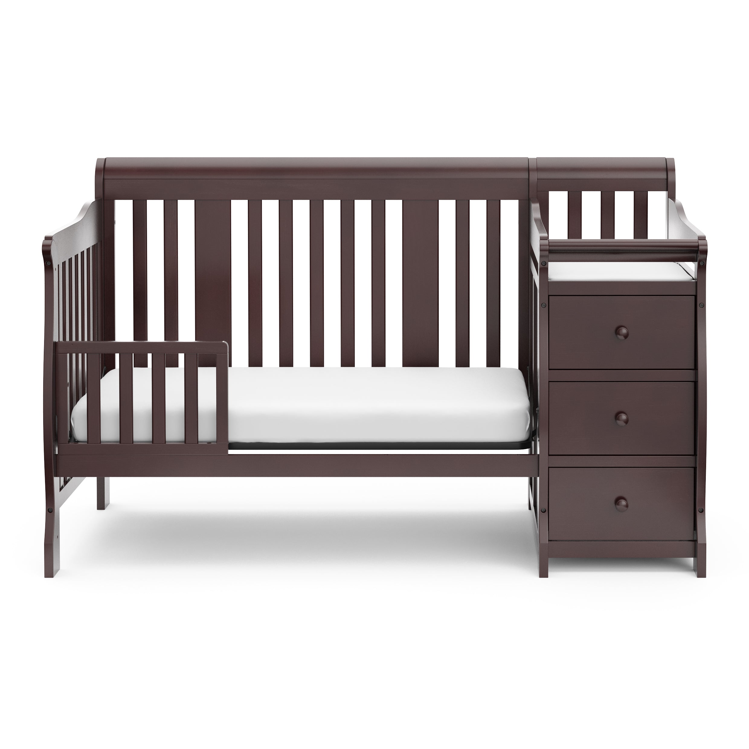 Portofino espresso crib and changer converted to toddler bed