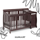 Portofino espresso crib and changer with black doodles overlaid on image