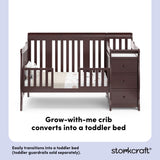 Portofino espresso crib and changer toddler bed conversion callout