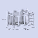 Portofino crib and changer drawing with dimensions