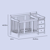 Portofino crib and changer drawing with dimensions