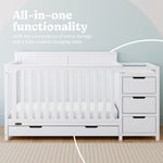 Hadley white crib and changer with drawer all-in-one callout