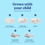 Hadley white crib and changer with drawer 5 conversions callout