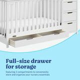 Hadley white crib and changer with drawer full-size drawer callout