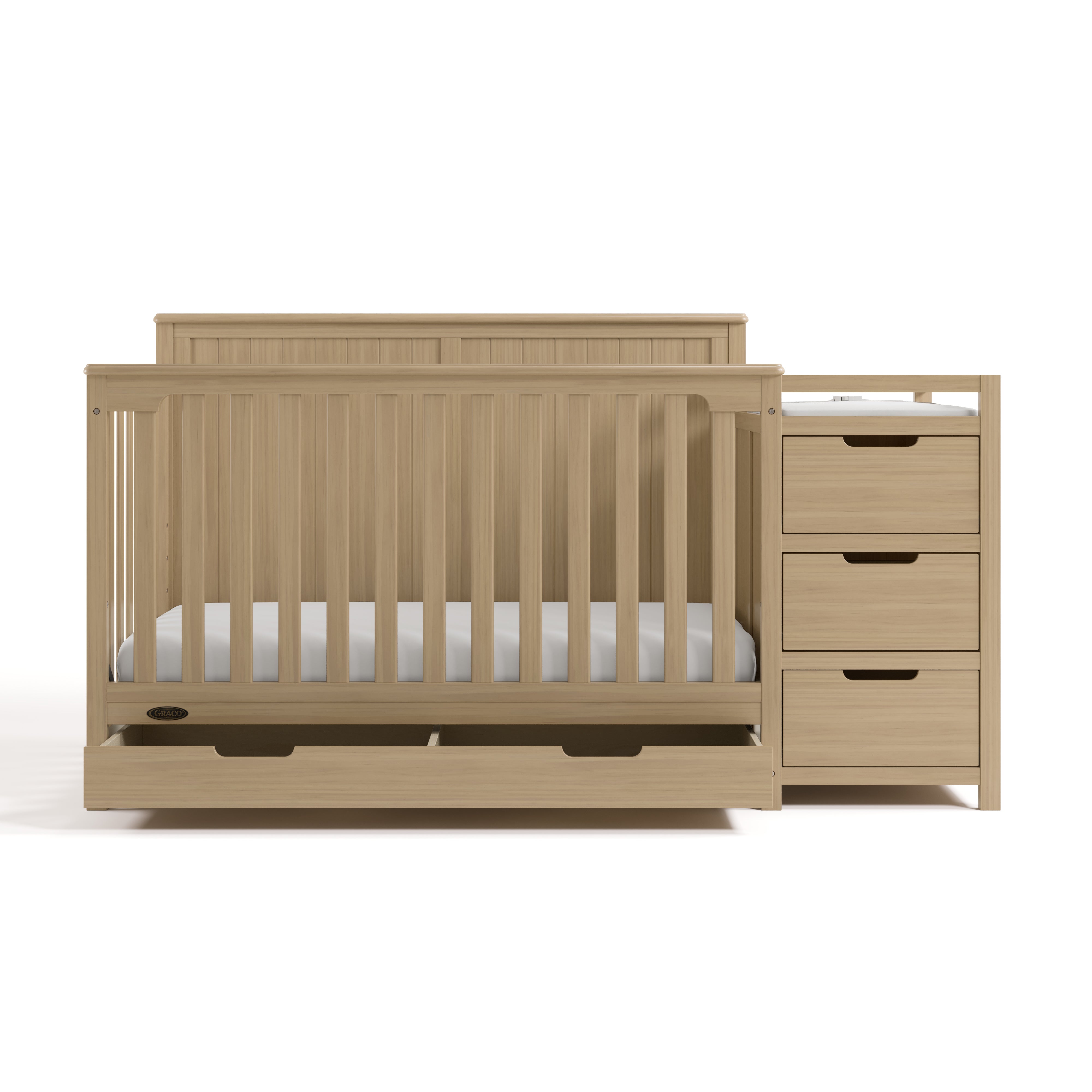 Hadley driftwood crib and changer front view