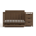 Hadley hazelnut crib and changer front view