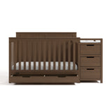 Hadley hazelnut crib and changer front view