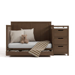 Hadley hazelnut crib and changer converted to daybed