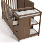 Hadley hazelnut crib and changer close up of attached changing table