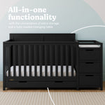 Hadley black crib and changer with drawer all-in-one callout
