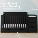 Hadley black crib and changer with drawer all-in-one callout