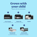 Hadley black crib and changer with drawer 5 conversions callout