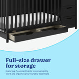 Hadley black crib and changer with drawer full-size drawer callout