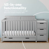 Hadley pebble gray crib and changer with drawer all-in-one callout