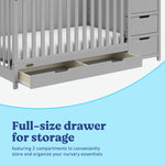Hadley pebble gray crib and changer with drawer full-size drawer callout