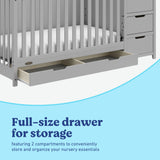 Hadley pebble gray crib and changer with drawer full-size drawer callout