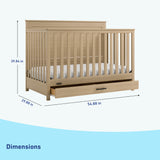 graco tristan driftwood crib with drawer dimensions callout