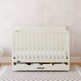 graco tristan frosted oat crib with drawer in nursery