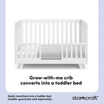 Beckett white crib toddler bed conversion callout