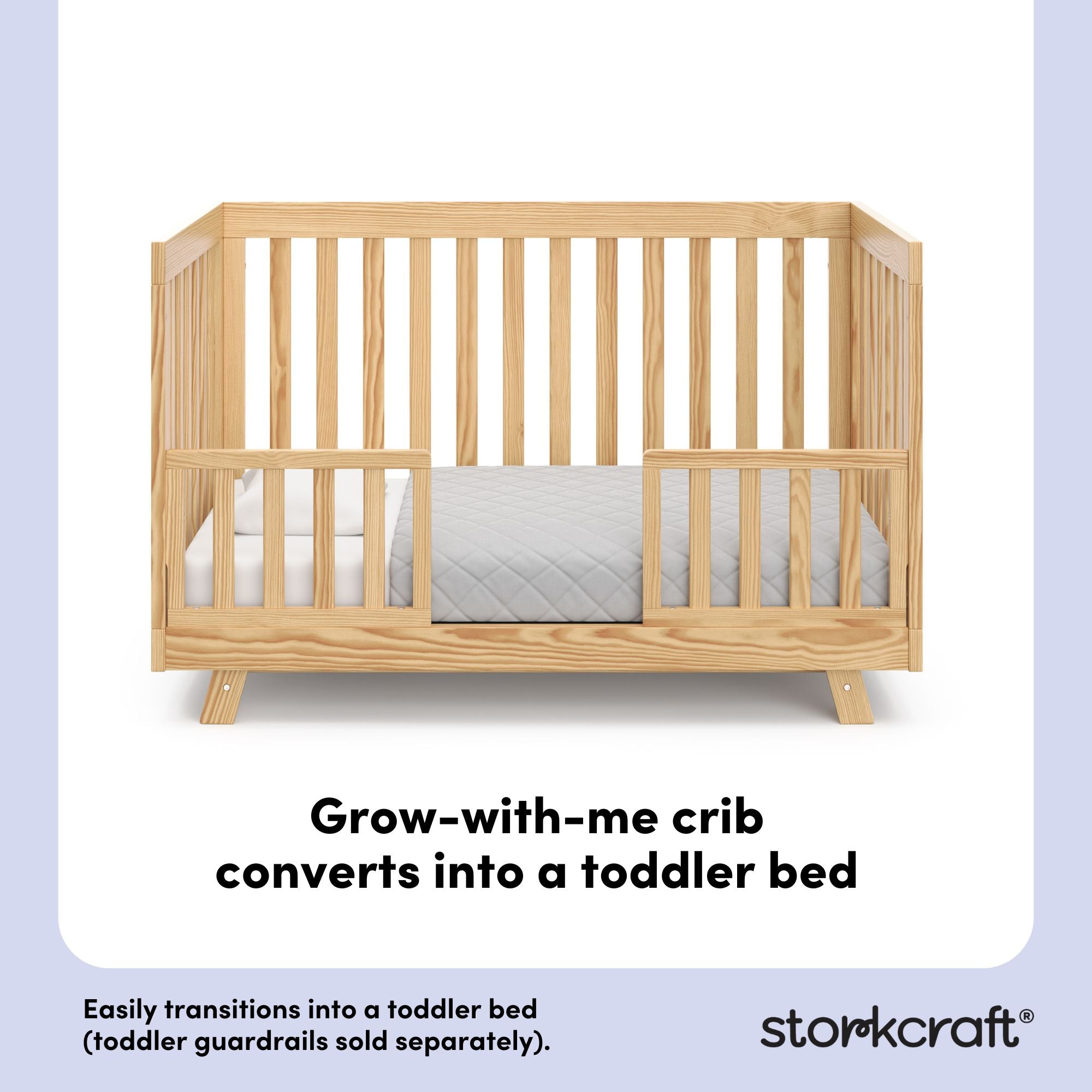 Beckett natural crib toddler bed conversion callout