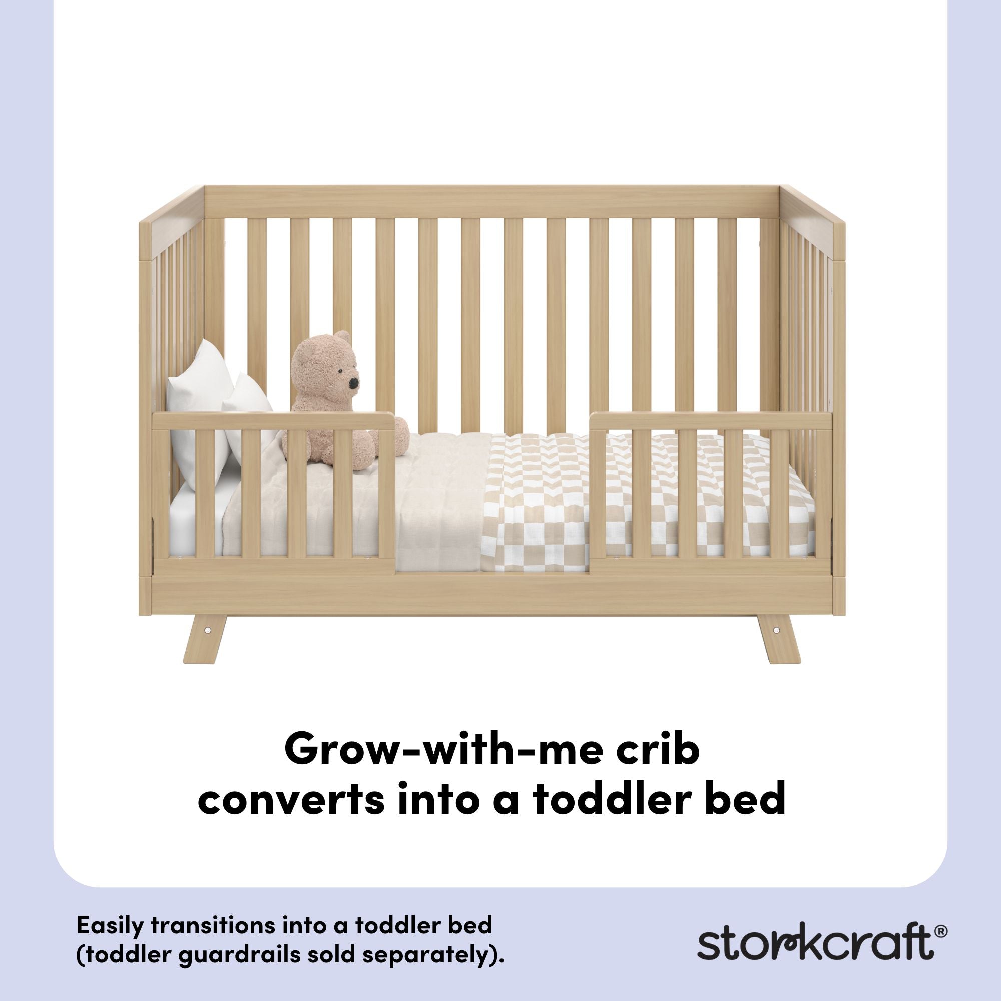 Beckett driftwood crib toddler bed conversion callout