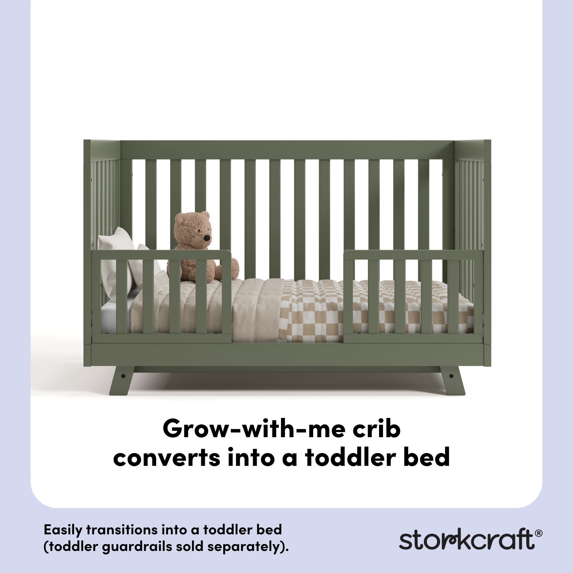 Beckett olive crib toddler bed conversion callout