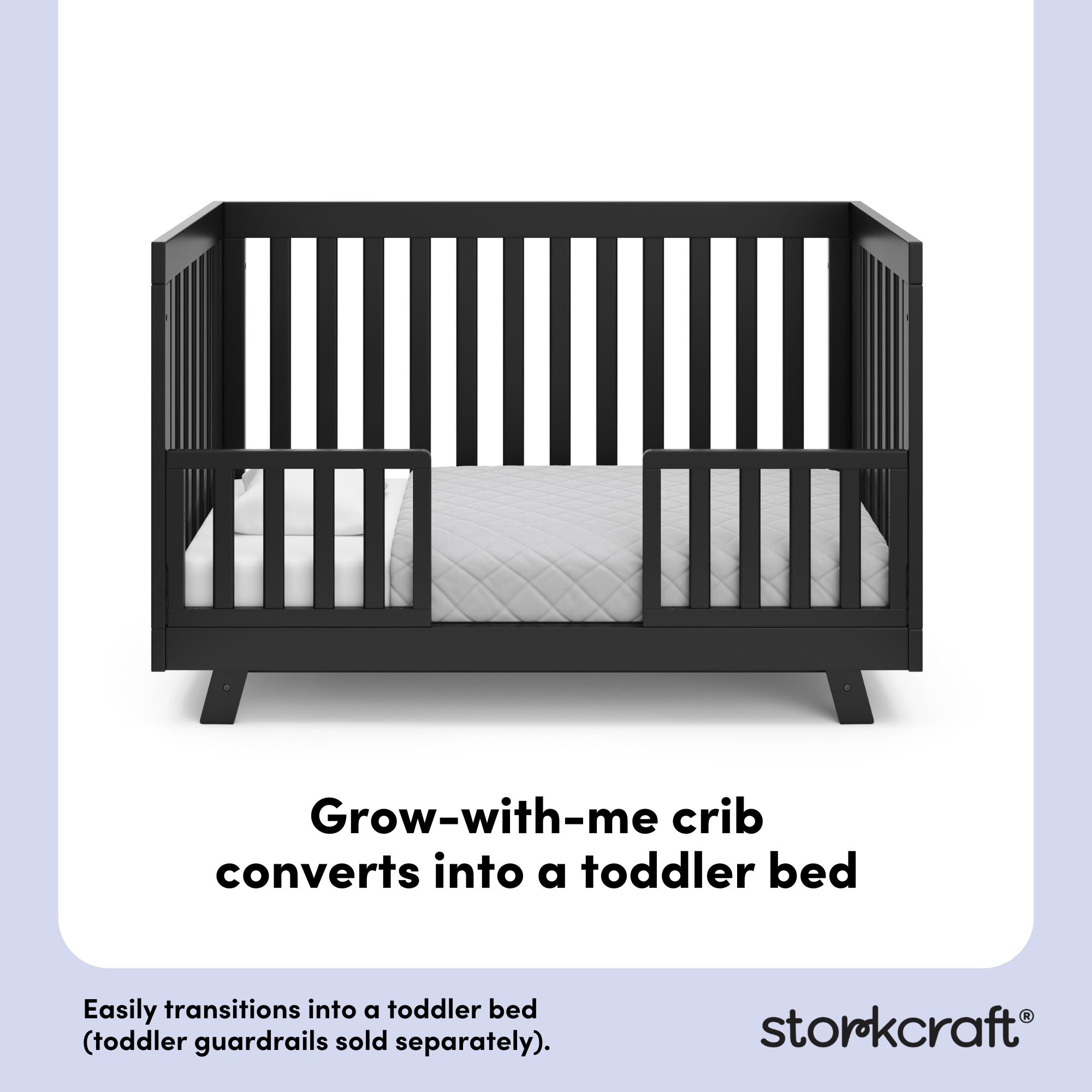 Beckett black crib toddler bed conversion callout