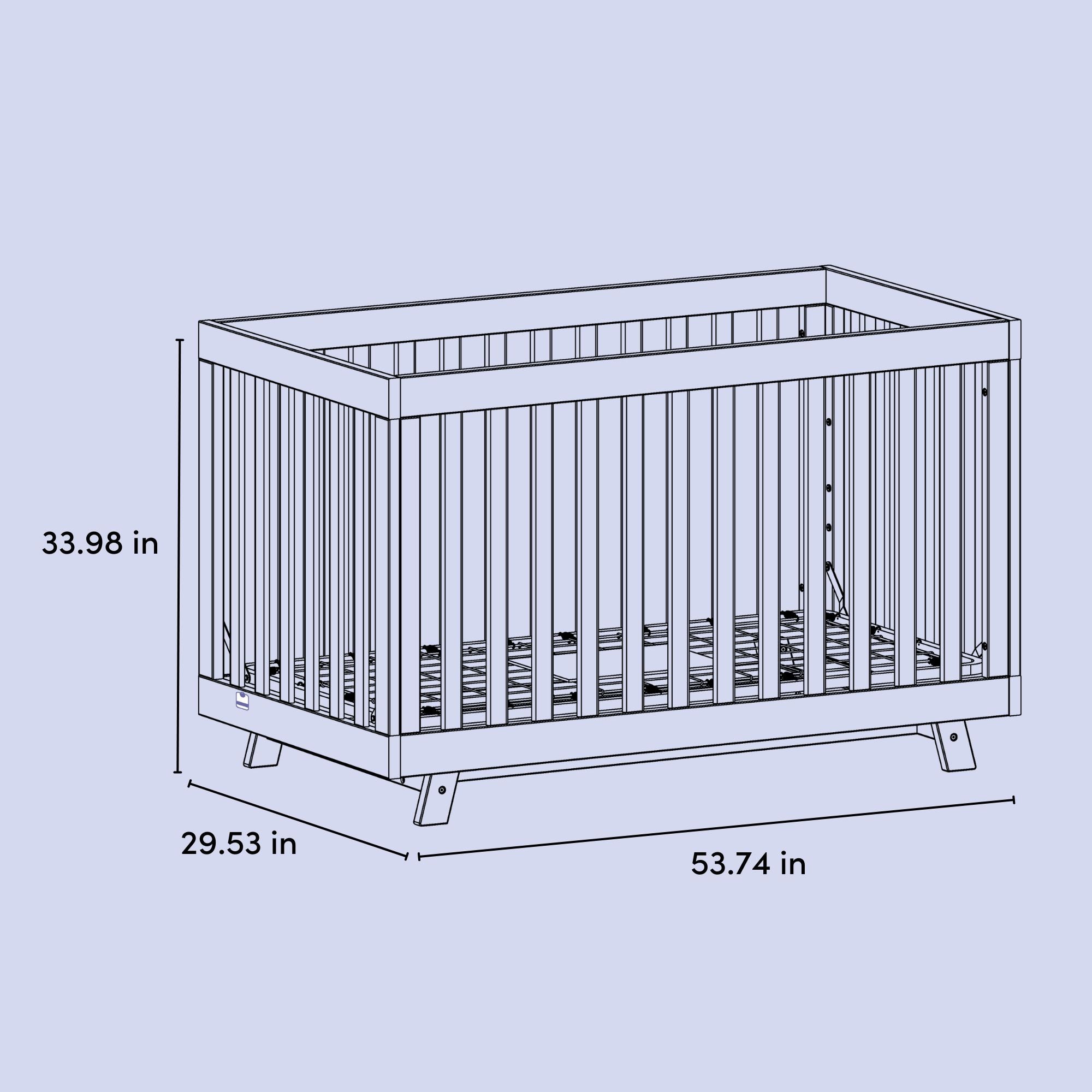 Beckett crib drawing with dimensions