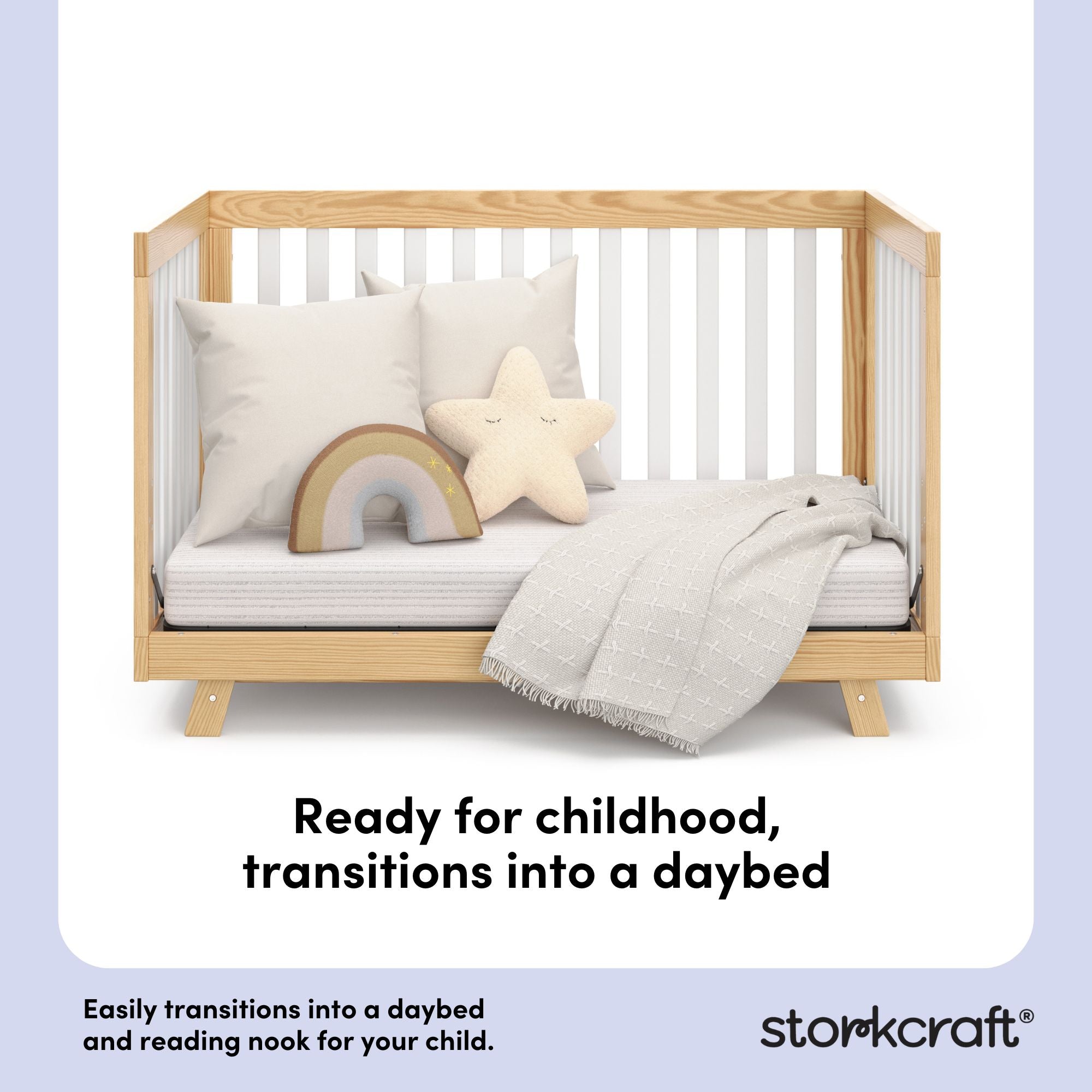 Beckett crib natural with white daybed conversion callout
