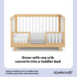 Beckett crib natural with white toddler bed conversion callout