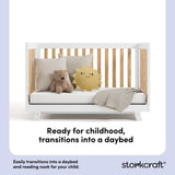 Beckett white with natural crib daybed conversion callout
