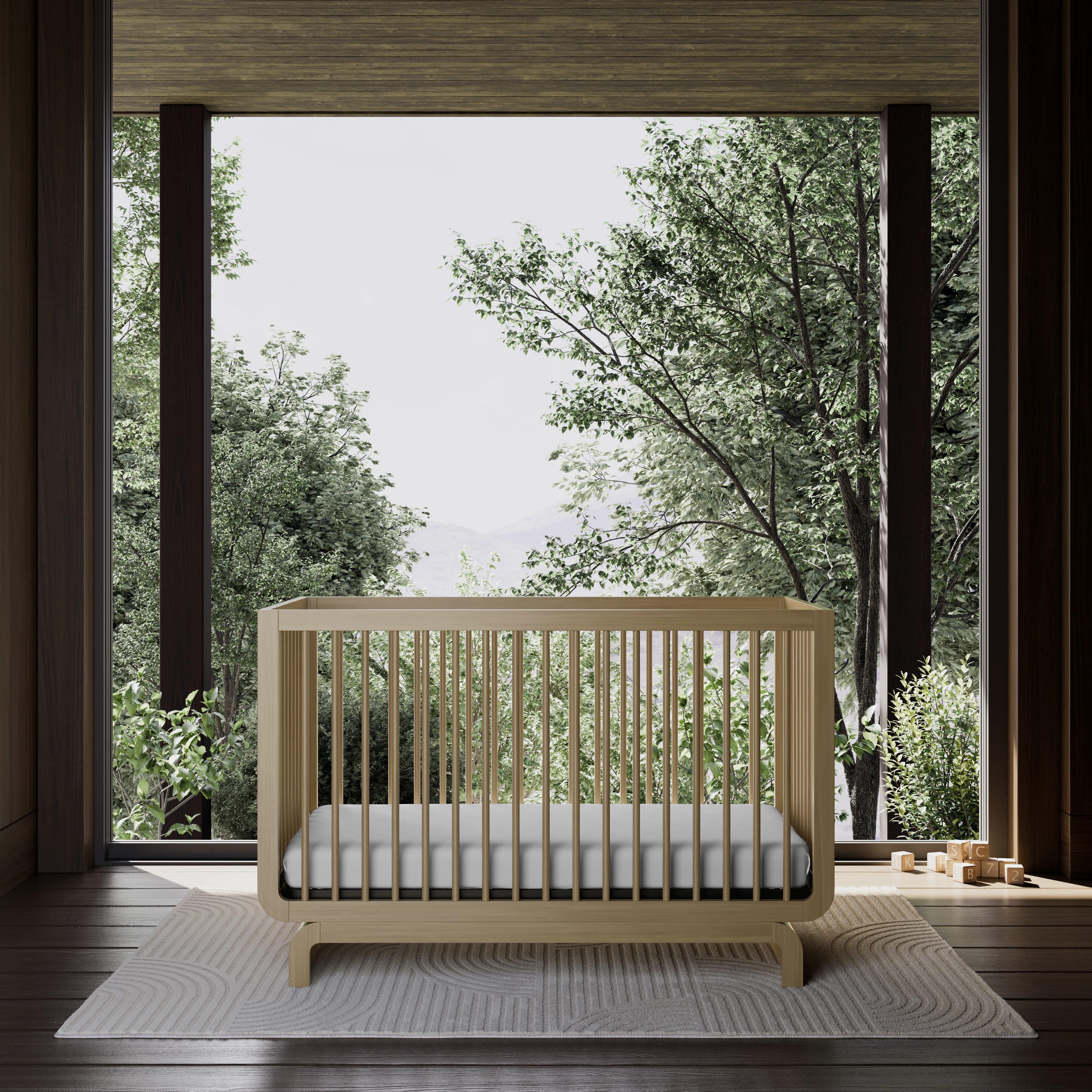 santorini crib driftwood in nursery