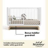 Santorini white with driftwood crib toddler guardrail callout