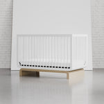 santorini crib white with driftwood in studio