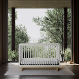 santorini crib white with driftwood in nursery