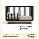 Santorini black with driftwood crib toddler guardrail callout