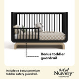 Santorini black with driftwood crib toddler guardrail callout