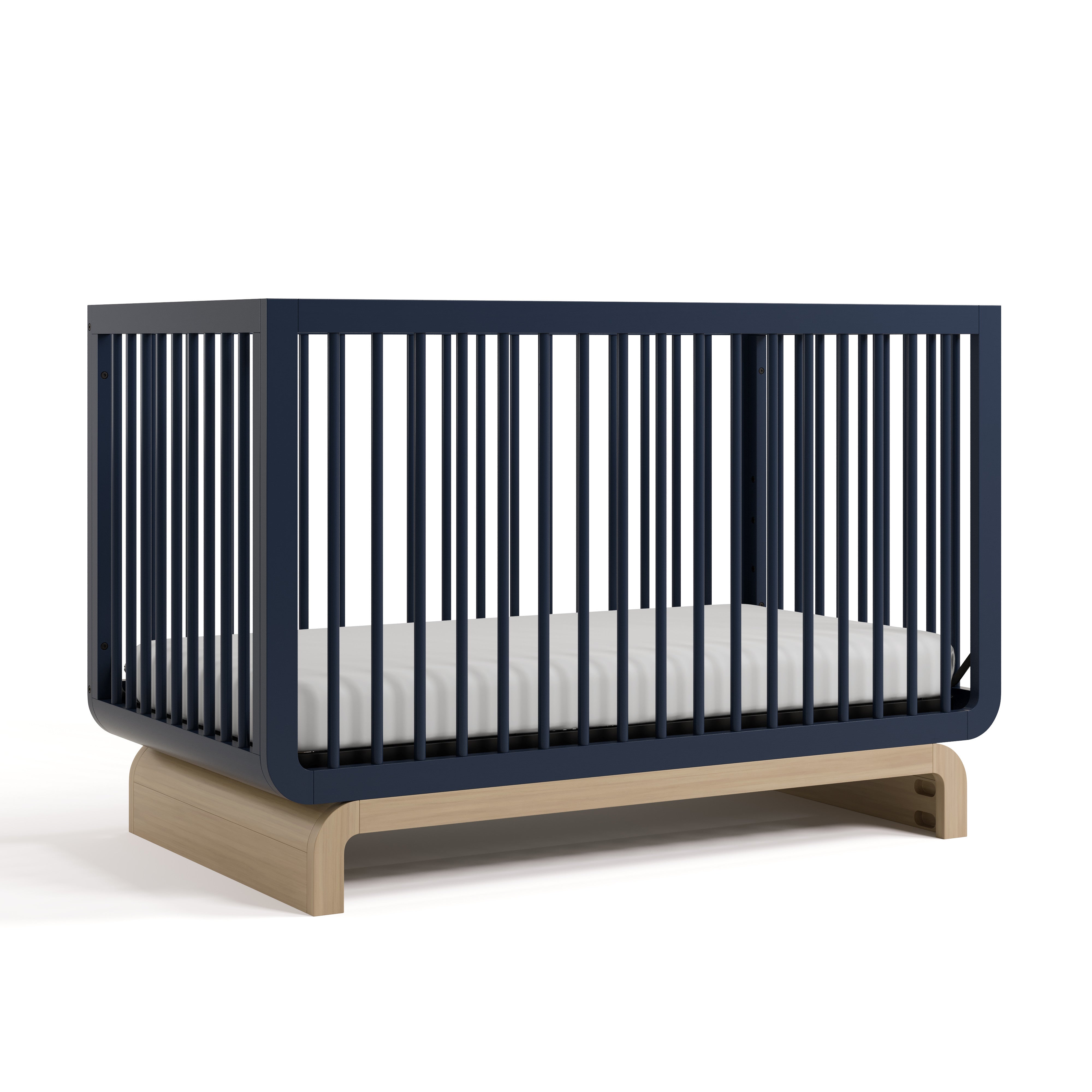 Santorini midnight blue with driftwood crib angle view