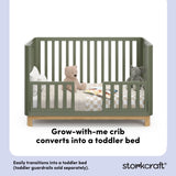 santos olive with natural crib toddler bed callout
