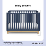 santos midnight blue with natural crib style callout